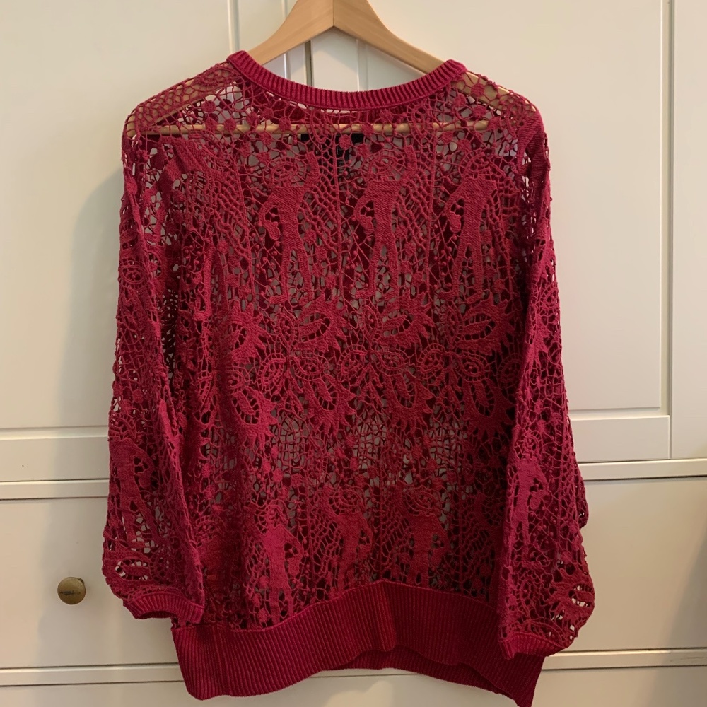 Isabel Marant Crochet Top Burgundy Red Size 38